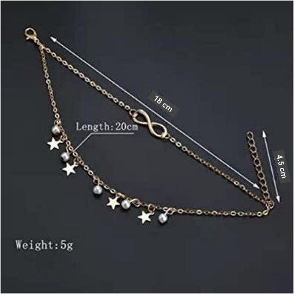2/$25🍒 INFINITY Stars & Pearls Gold Anklet ⭐ - Picture 3 of 3